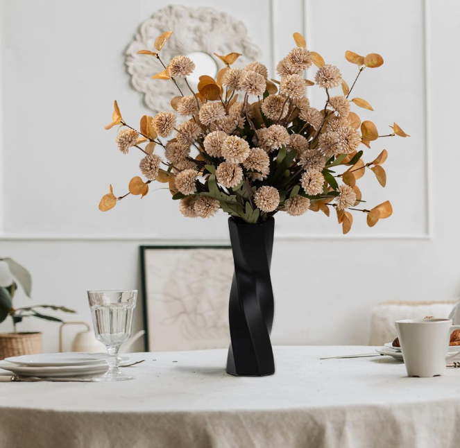 Crisantemos artificiales con Eucalyptus - talflorde seda realistas para ramos de boda, centros de centro y decordel hogar